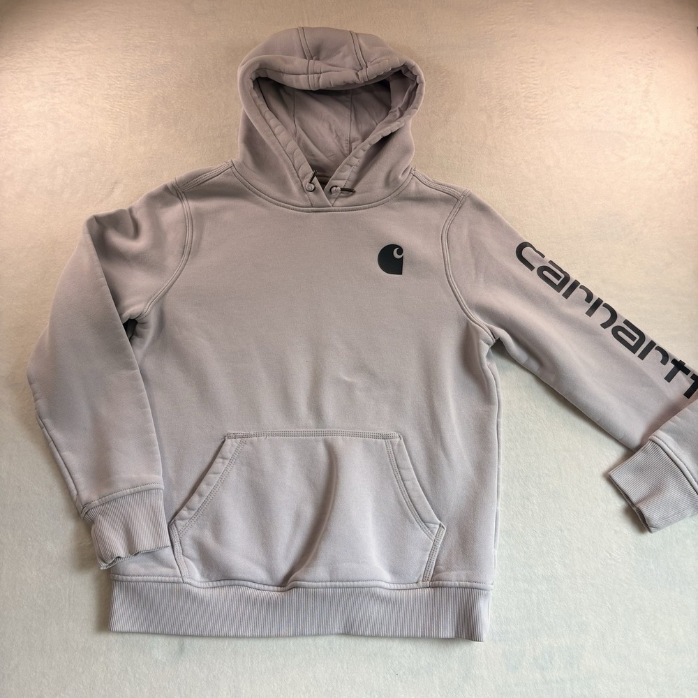 Carhartt Womens Relaxed Fit Midweight Hoodie Logo Long Sleeve Lavender Size M